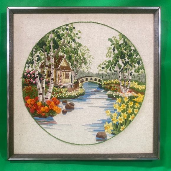 Vintage 1950’s Framed Neddlepoint Art